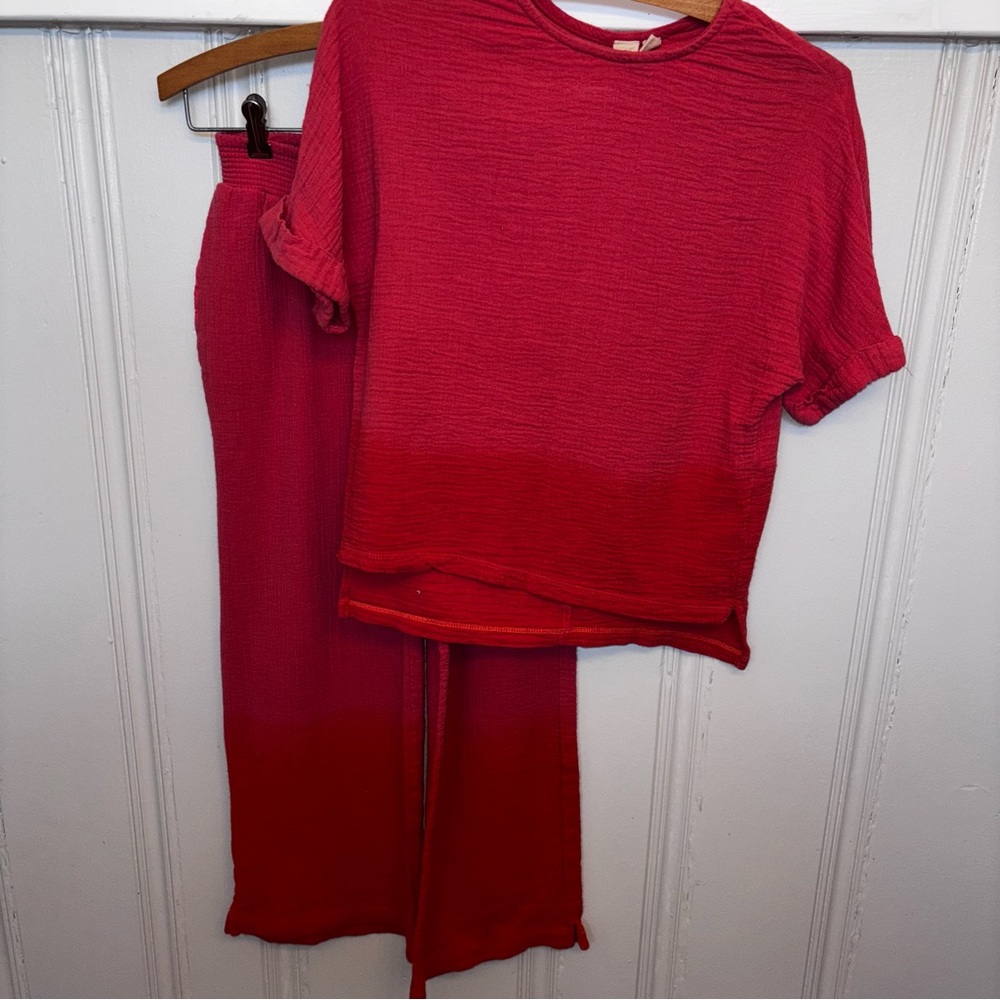 Dolan Anthropologie XS Muslin pants Set Ombré Sunwashed red-orange beach summer - Picture 2 of 13